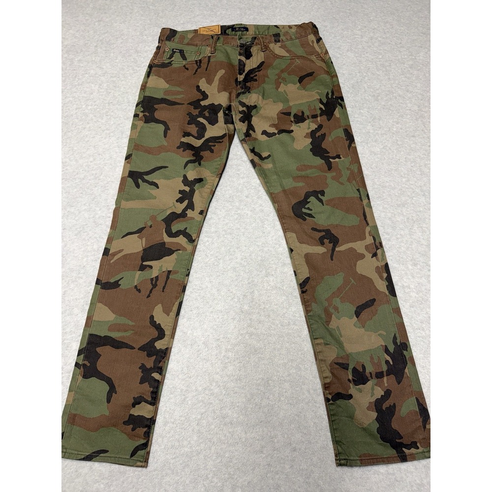 Polo Ralph Lauren Jeans Mens 32x32 Green Sullivan Slim Camo Stretch Denim
